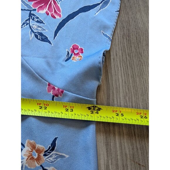 Vintage Blue Floral Nightgown With Flutter Sleeves & Tie Neckline 2x - Picture 6 of 6